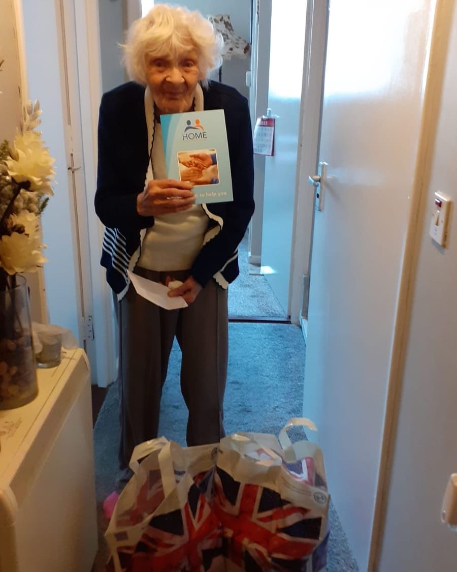 A recipient of a food parcel